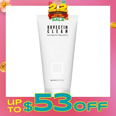 ROVECTIN Clean Green Papaya Pore Cleansing Foam (Cleanse Impurities From Pores While Hydrating The Skin) 150ml&nbsp;(Expiry: Aug`2026)