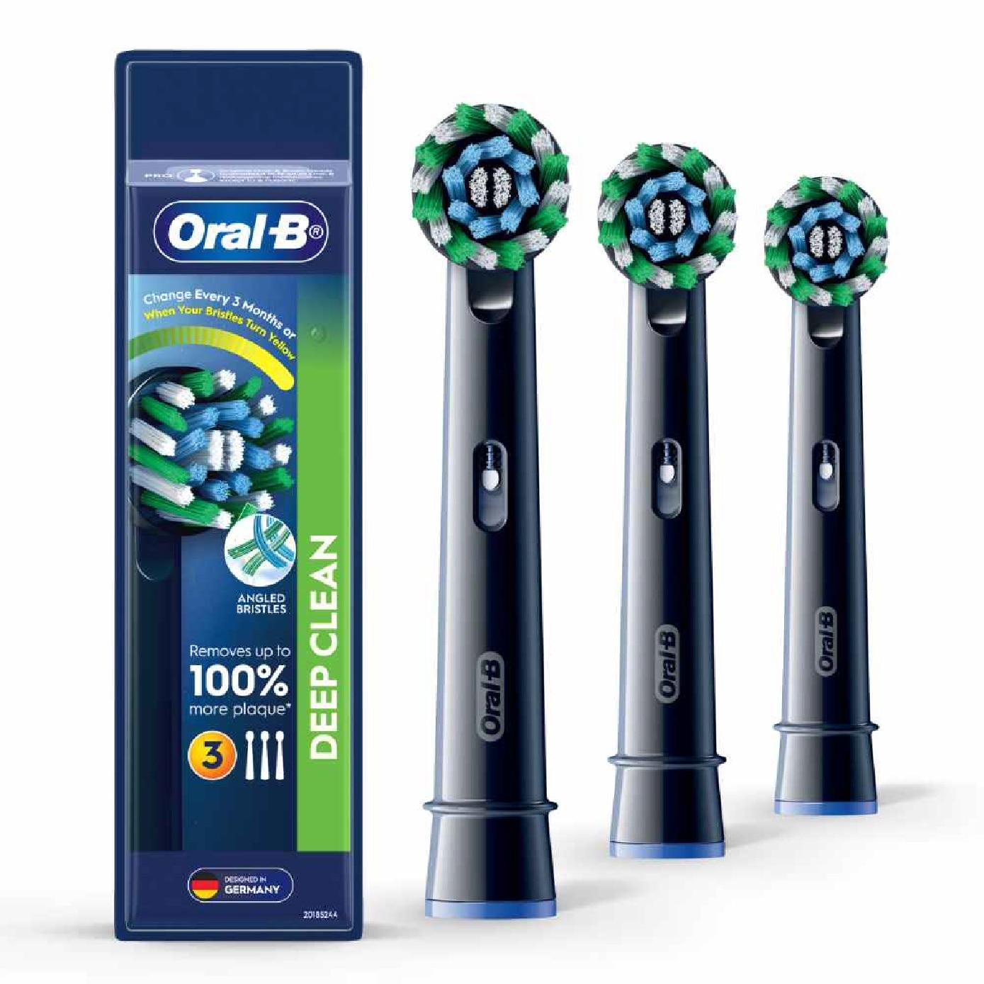 CrossAction Black Deep Clean Electric Toothbrush Replacement Head 3s