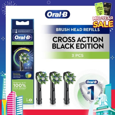 ORAL-B Cross Action Brush Head Black Refill 3s