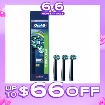 ORAL-B - CrossAction Black Deep Clean Electric Toothbrush Replacement Head 3s