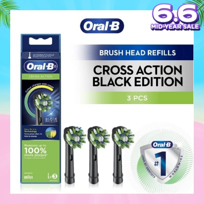 ORAL-B Cross Action Brush Head Black Refill 3s