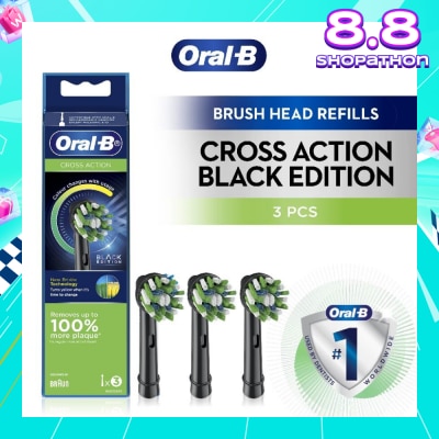 ORAL-B Cross Action Brush Head Black Refill 3s