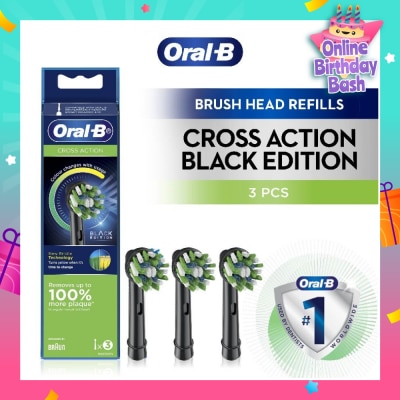 ORAL-B Cross Action Brush Head Black Refill 3s
