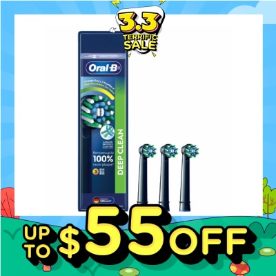 ORAL-B CrossAction Black Deep Clean Electric Toothbrush Replacement Head 3s