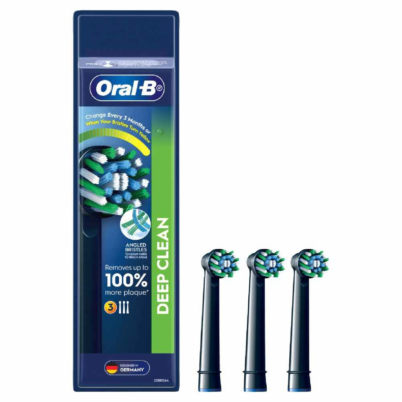 CrossAction Black Deep Clean Electric Toothbrush Replacement Head 3s