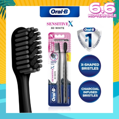 ORAL-B SensitiveX 3D White Toothbrush Charcoal Ultra Soft 2s