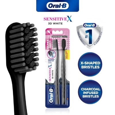ORAL-B SensitiveX 3D White Toothbrush Charcoal Ultra Soft 2s