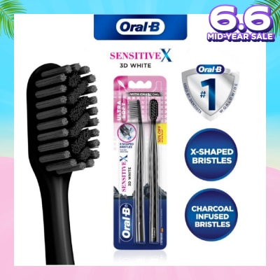 ORAL-B SensitiveX 3D White Toothbrush Charcoal Ultra Soft 2s