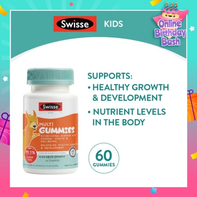 SWISSE Kid Multi Gummies Mixed Berry & Tropical Flavour (Maintains Healthy Growth + Development) 60s