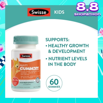 SWISSE Kid Multi Gummies Mixed Berry & Tropical Flavour (Maintains Healthy Growth + Development) 60s