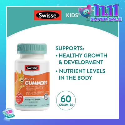 SWISSE Kid Multi Gummies Mixed Berry & Tropical Flavour 60s (Expiry: May`2026)