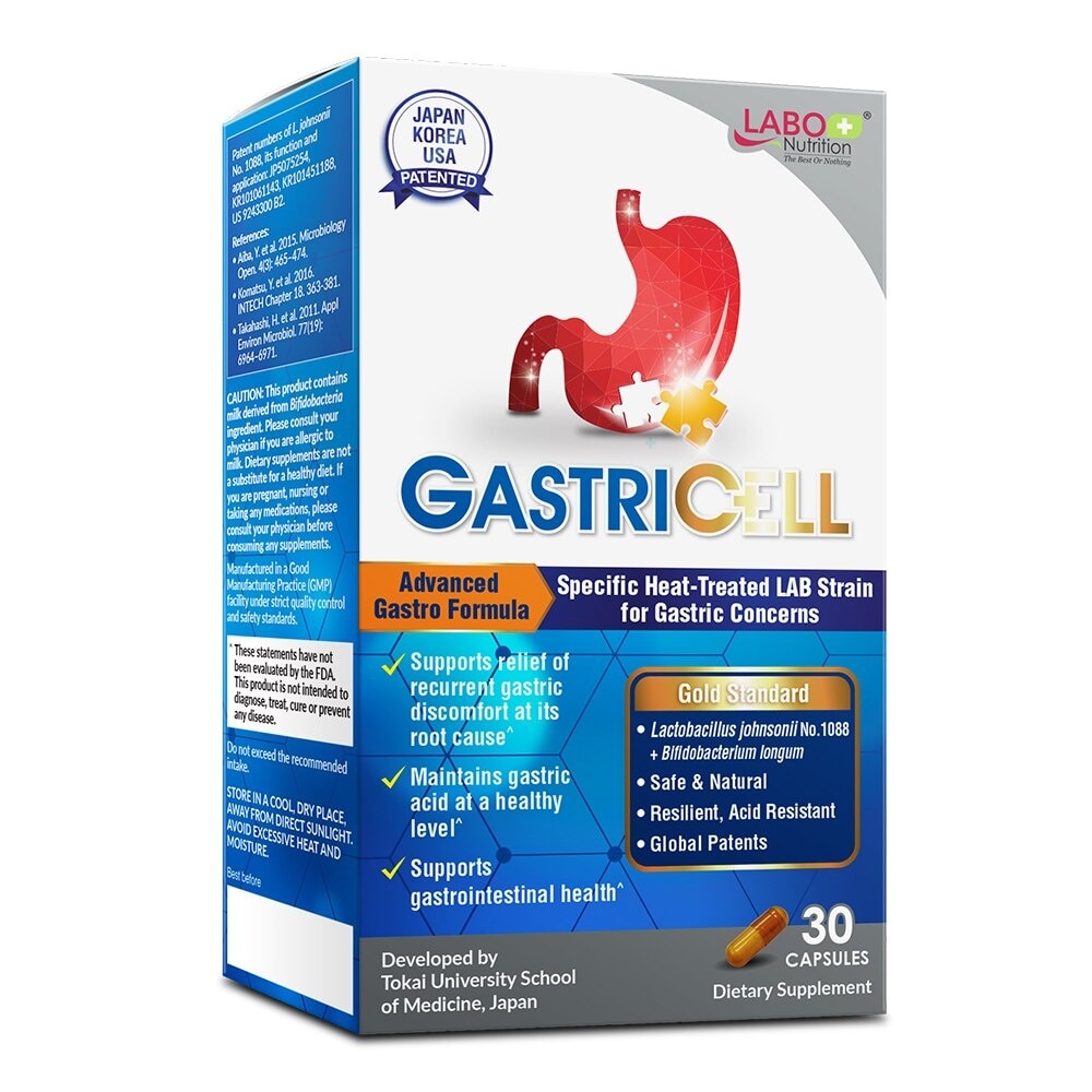 Gastricell Dietary Supplement Capsule (Relieve Acid Reflux And Heartburn, Bloat, Indigestion, Burping, Regulate Gastric Acid End Recurring Gastric Problems) 30s