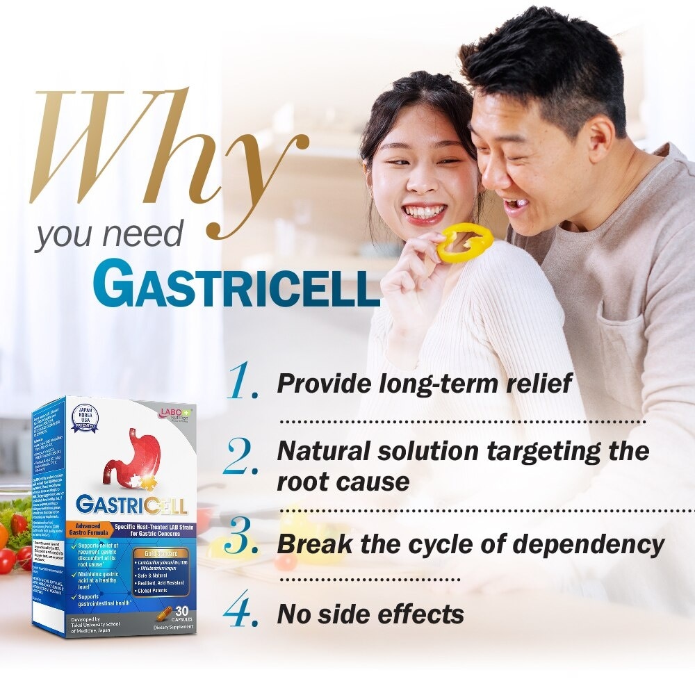 GastricCell Dietary Supplement Capsule (To Relieve Acid Reflux, Heartburn, Bloat, Indigestion, Burping, Regulate Gastric Acid - End Recurring Gastric Problems) 30s