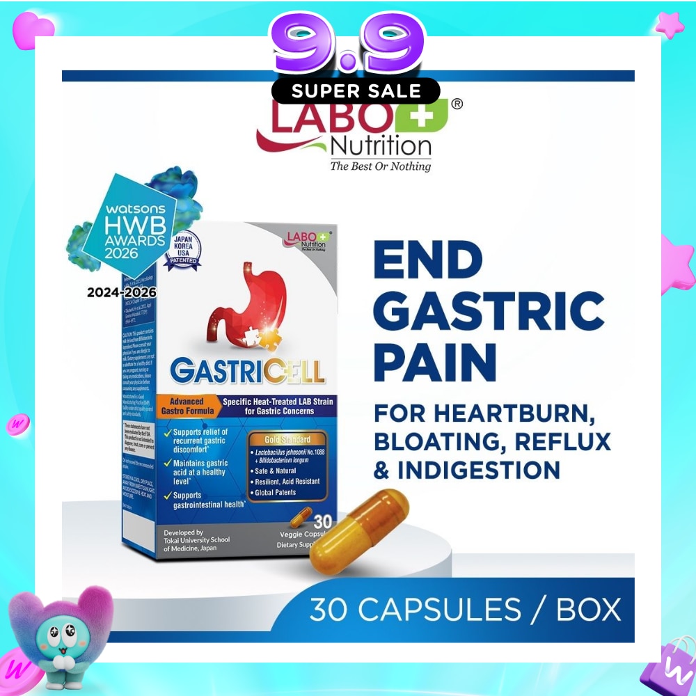 GastriCELL Gastric Comfort & Acid Balance Capsule (Acid Reflux, Heartburn, Bloating, Indigestion, & Burping) 30s image
