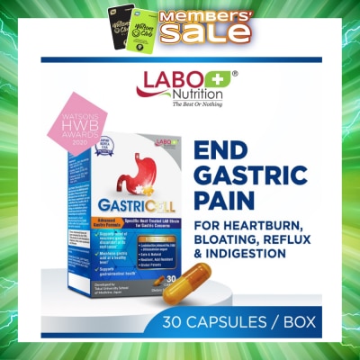 LABO NUTRITION - GastricCell Dietary Supplement Capsule (To Relieve Acid Reflux, Heartburn, Bloat, Indigestion, Burping, Regulate Gastric Acid - End Recurring Gastric Problems) 30s