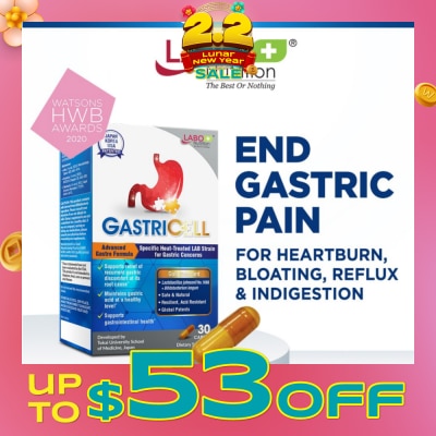 LABO NUTRITION GastricCell Dietary Supplement Capsule (To Relieve Acid Reflux, Heartburn, Bloat, Indigestion, Burping, Regulate Gastric Acid - End Recurring Gastric Problems) 30s