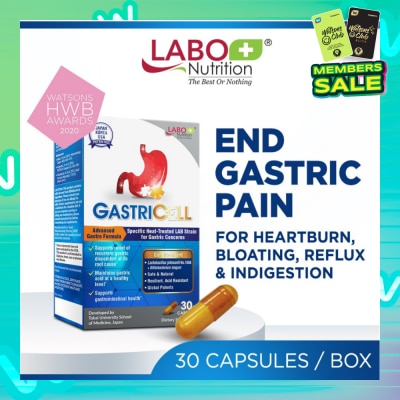 LABO NUTRITION GastricCell Dietary Supplement Capsule (To Relieve Acid Reflux, Heartburn, Bloat, Indigestion, Burping, Regulate Gastric Acid - End Recurring Gastric Problems) 30s