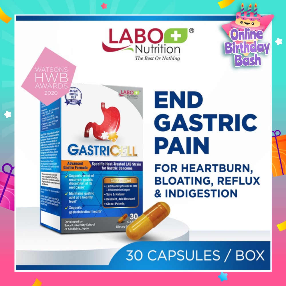 GastricCell Dietary Supplement Capsule (To Relieve Acid Reflux, Heartburn, Bloat, Indigestion, Burping, Regulate Gastric Acid - End Recurring Gastric Problems) 30s
