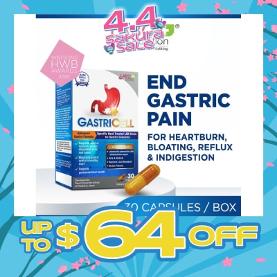 LABO NUTRITION - GastricCell Dietary Supplement Capsule (To Relieve Acid Reflux, Heartburn, Bloat, Indigestion, Burping, Regulate Gastric Acid - End Recurring Gastric Problems) 30s