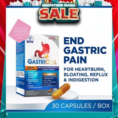 LABO NUTRITION - GastricCell Dietary Supplement Capsule (To Relieve Acid Reflux, Heartburn, Bloat, Indigestion, Burping, Regulate Gastric Acid - End Recurring Gastric Problems) 30s