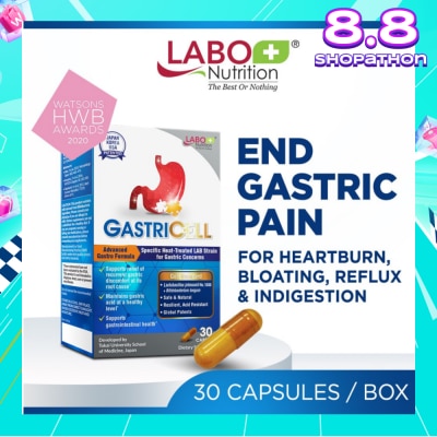 LABO NUTRITION GastricCell Dietary Supplement Capsule (To Relieve Acid Reflux, Heartburn, Bloat, Indigestion, Burping, Regulate Gastric Acid - End Recurring Gastric Problems) 30s