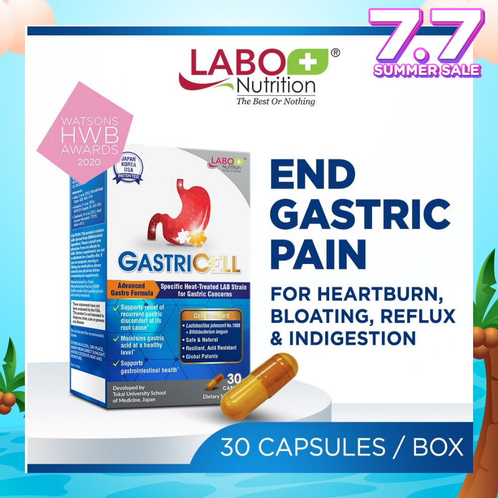 GastricCell Dietary Supplement Capsule (To Relieve Acid Reflux, Heartburn, Bloat, Indigestion, Burping, Regulate Gastric Acid - End Recurring Gastric Problems) 30s