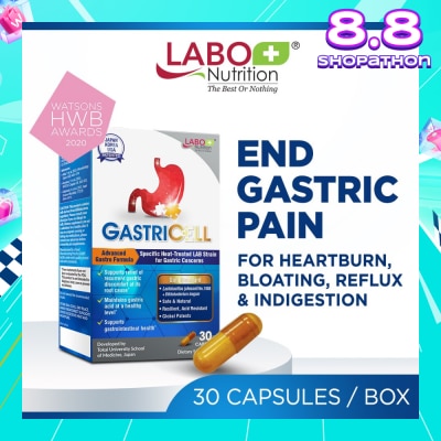LABO NUTRITION GastricCell Dietary Supplement Capsule (To Relieve Acid Reflux, Heartburn, Bloat, Indigestion, Burping, Regulate Gastric Acid - End Recurring Gastric Problems) 30s