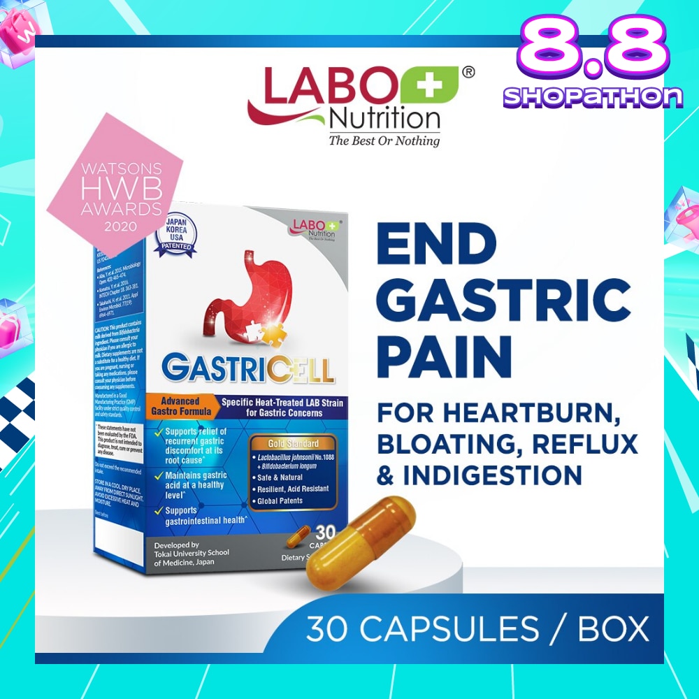 GastricCell Dietary Supplement Capsule (To Relieve Acid Reflux, Heartburn, Bloat, Indigestion, Burping, Regulate Gastric Acid - End Recurring Gastric Problems) 30s
