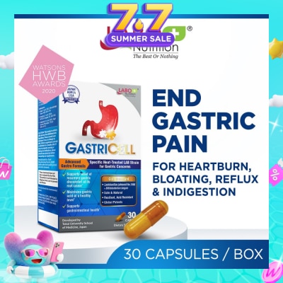 LABO NUTRITION - GastricCell Dietary Supplement Capsule (To Relieve Acid Reflux, Heartburn, Bloat, Indigestion, Burping, Regulate Gastric Acid - End Recurring Gastric Problems) 30s