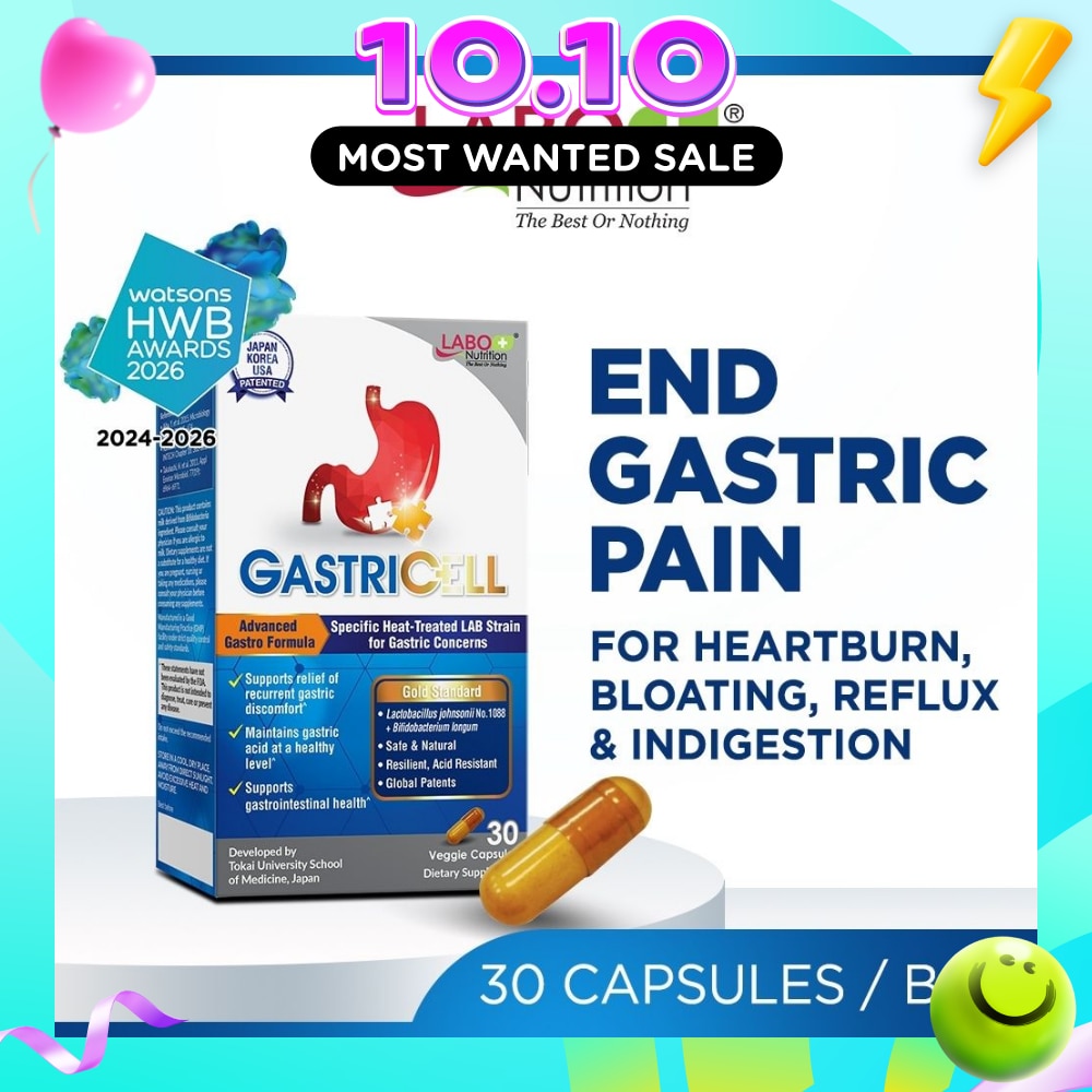 GastriCELL Gastric Comfort & Acid Balance Capsule (Acid Reflux, Heartburn, Bloating, Indigestion, & Burping) 30s image