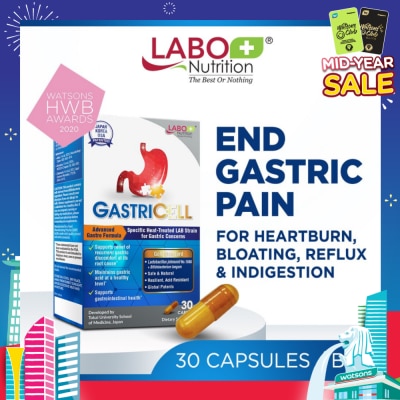LABO NUTRITION GastricCell Dietary Supplement Capsule (To Relieve Acid Reflux, Heartburn, Bloat, Indigestion, Burping, Regulate Gastric Acid - End Recurring Gastric Problems) 30s