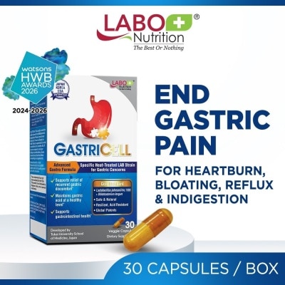 LABO NUTRITION - GastriCELL Gastric Comfort & Acid Balance Capsule (Acid Reflux, Heartburn, Bloating, Indigestion, & Burping) 30s