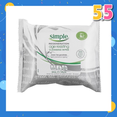 SIMPLE Regeneration Age Resisting Cleansing Wipes 25s