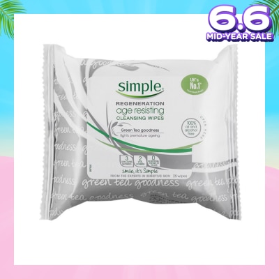 SIMPLE Regeneration Age Resisting Cleansing Wipes 25s