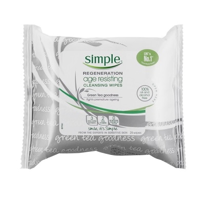 SIMPLE Regeneration Age Resisting Cleansing Wipes 25s