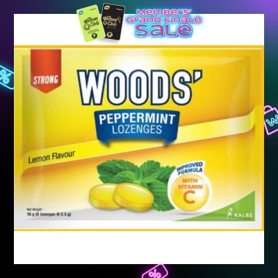 WOODS Peppermint Lozenges With Vitamin C Lemon Flavour 6s