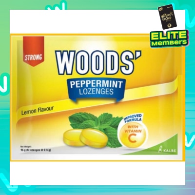 WOODS Peppermint Lozenges With Vitamin C Lemon Flavour 6s