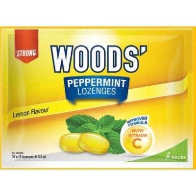 WOODS Peppermint Lozenges With Vitamin C Lemon Flavour 6s