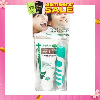DENTISTE Premium White Travel Set (Whitening T/Paste 50g + 1 Foldable T/Brush) 1s