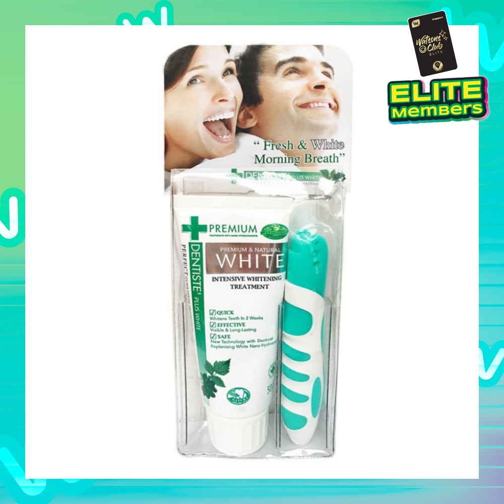 Premium White Travel Set (Whitening T/Paste 50g + 1 Foldable T/Brush) 1s