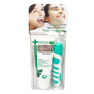 DENTISTE Premium White Travel Set (Whitening T/Paste 50g + 1 Foldable T/Brush) 1s