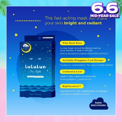 LULULUN One Night Rescue Clear Special (Night Treatment Serum Mask) 5s