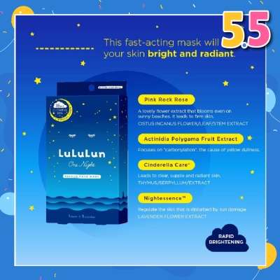 LULULUN One Night Rescue Clear Special (Night Treatment Serum Mask) 5s