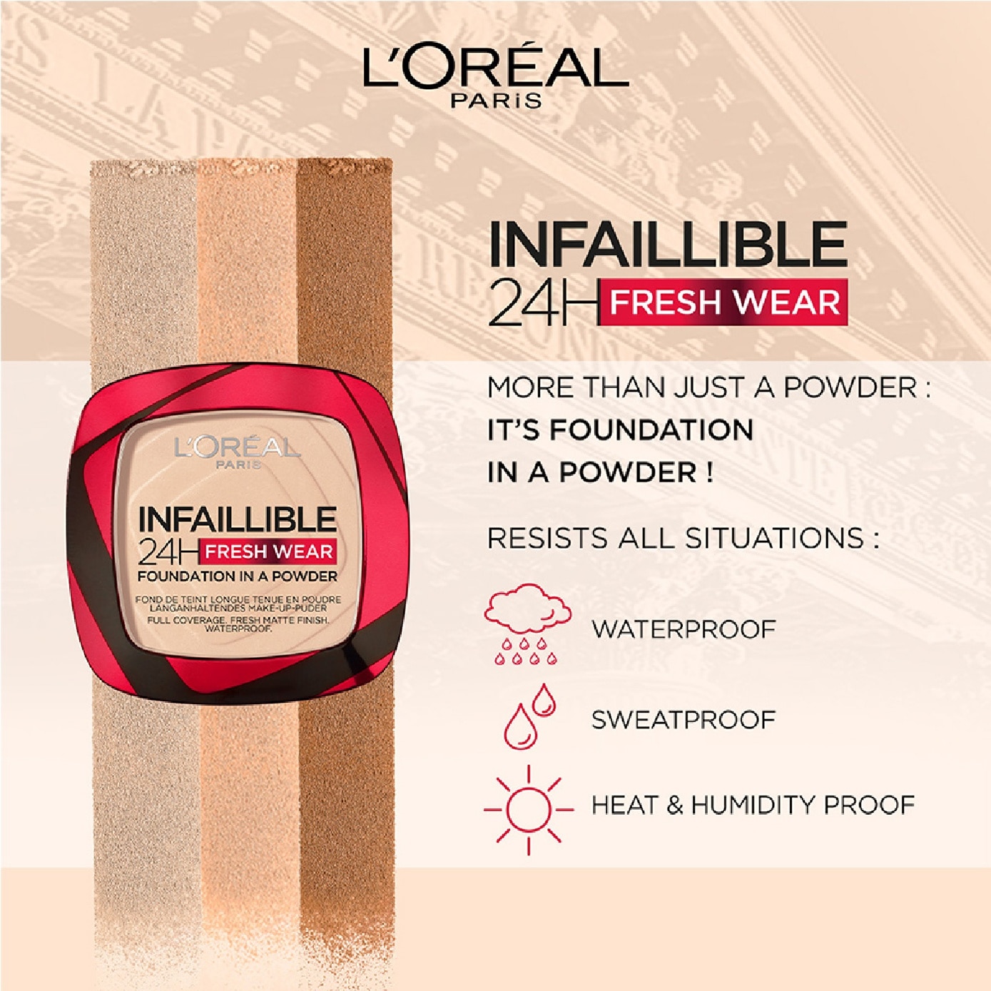 Infaillible 24H Fresh Wear Foundation Powder #180 Ivory 1s