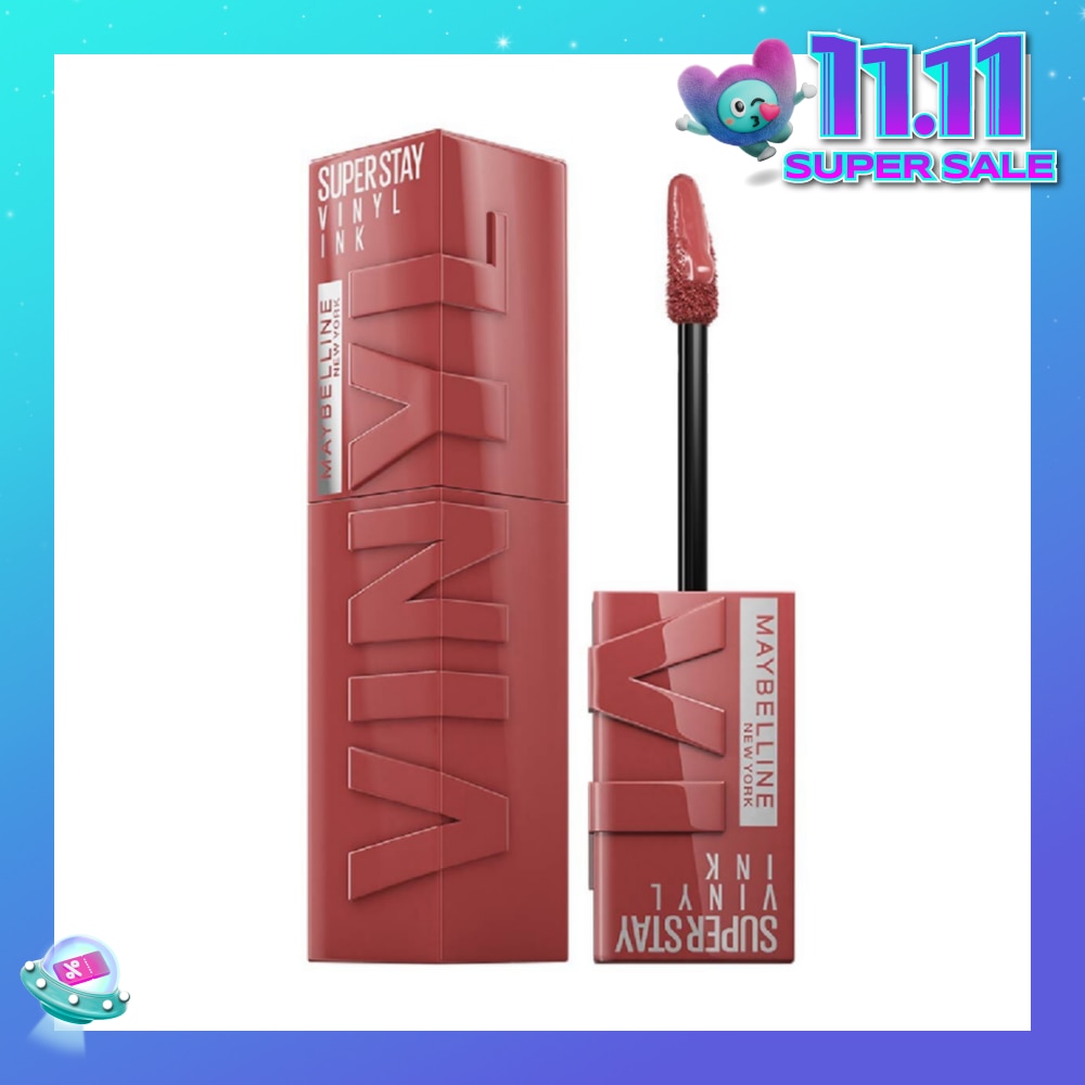 MAYBELLINE SuperStay Vinyl Ink Peppy 115 Liquid Lipstick (Smudge Proof + 16 Hours Long Wearing) 41g