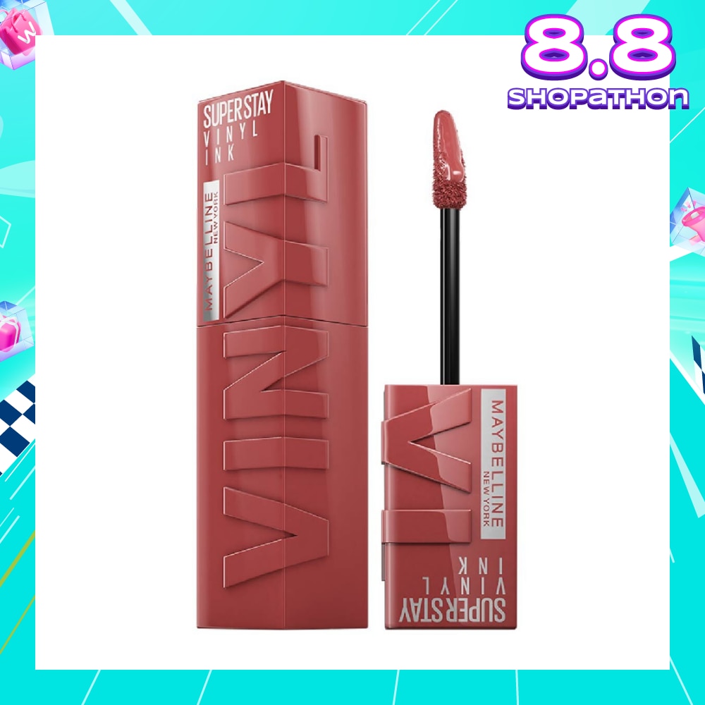 MAYBELLINE SuperStay Vinyl Ink Peppy 115 Liquid Lipstick (Smudge Proof + 16 Hours Long Wearing) 41g