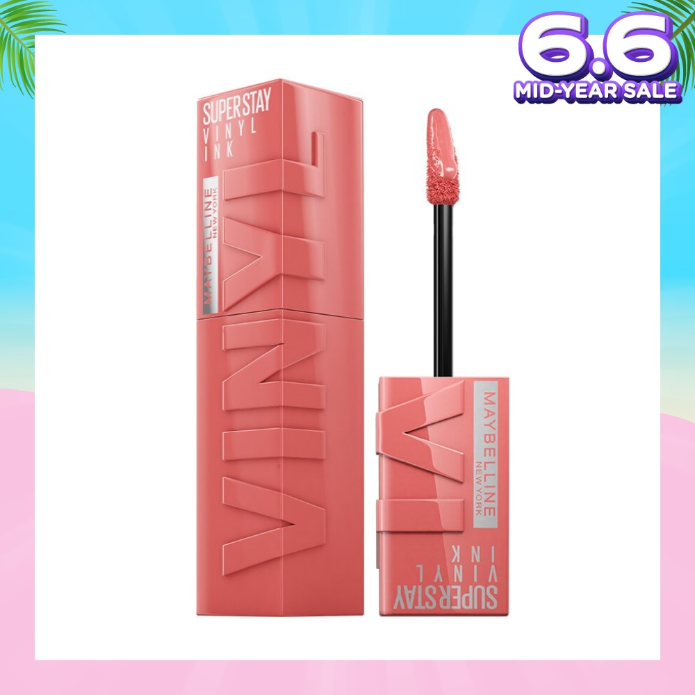 MAYBELLINE SuperStay Vinyl Ink Charmed 100 Liquid Lipstick (Smudge Proof + 16 Hours Long Wearing) 41g