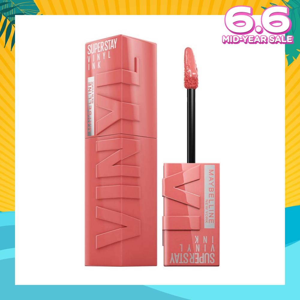 MAYBELLINE SuperStay Vinyl Ink Charmed 100 Liquid Lipstick (Smudge Proof + 16 Hours Long Wearing) 41g