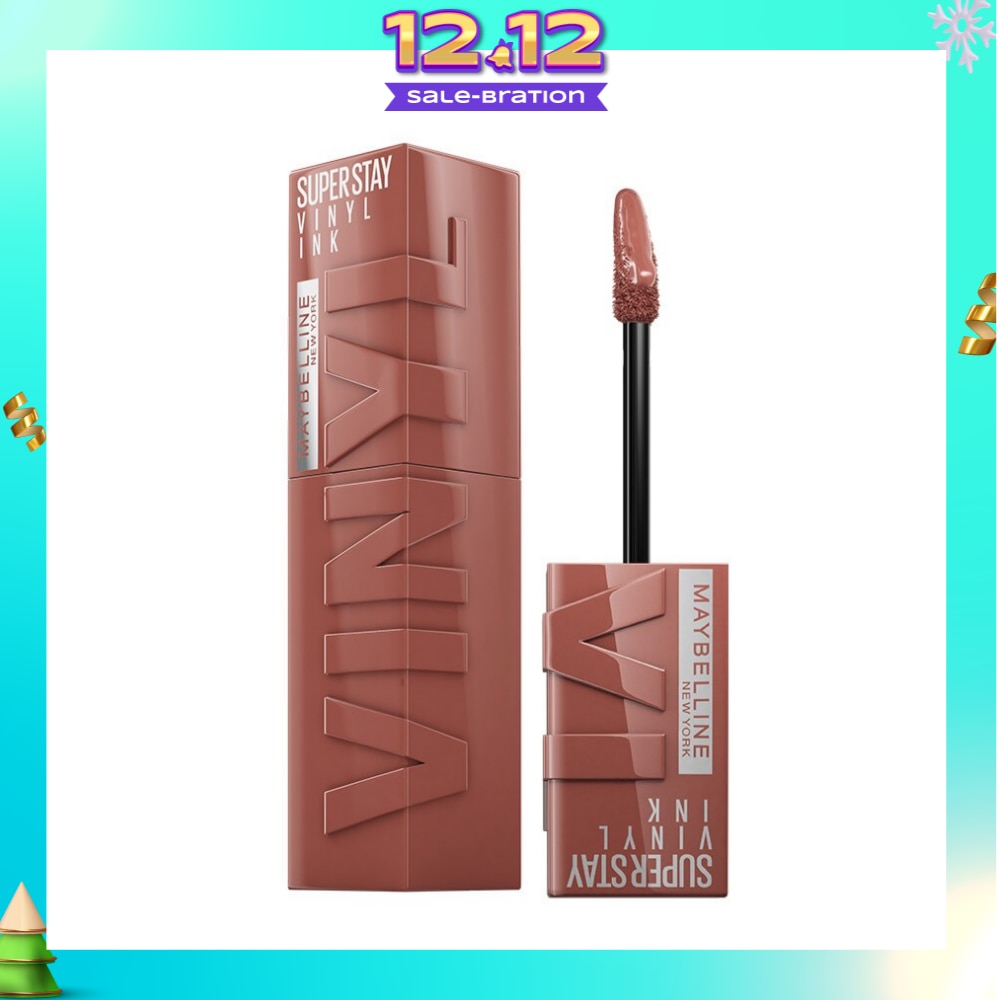 MAYBELLINE SuperStay Vinyl Ink Punchy 120 Liquid Lipstick (Smudge Proof + 16 Hours Long Wearing) 41g