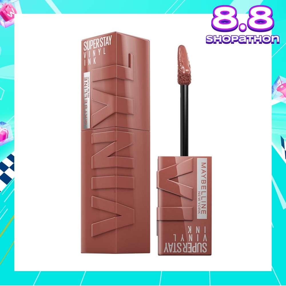 MAYBELLINE SuperStay Vinyl Ink Punchy 120 Liquid Lipstick (Smudge Proof + 16 Hours Long Wearing) 41g